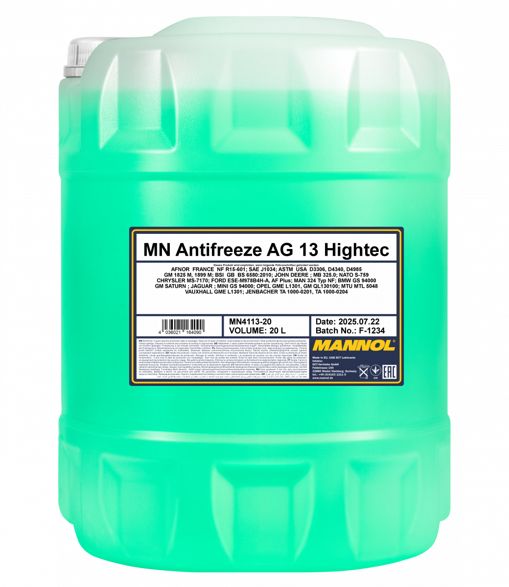 Концентрат антифризу Mannol 4113 Hightec Antifreeze AG13 20 л Зелений (MN4113-20) Концентрат антифризу Mannol 4113 Hightec Antifreeze AG13 20 л Зелений (MN4113-20)