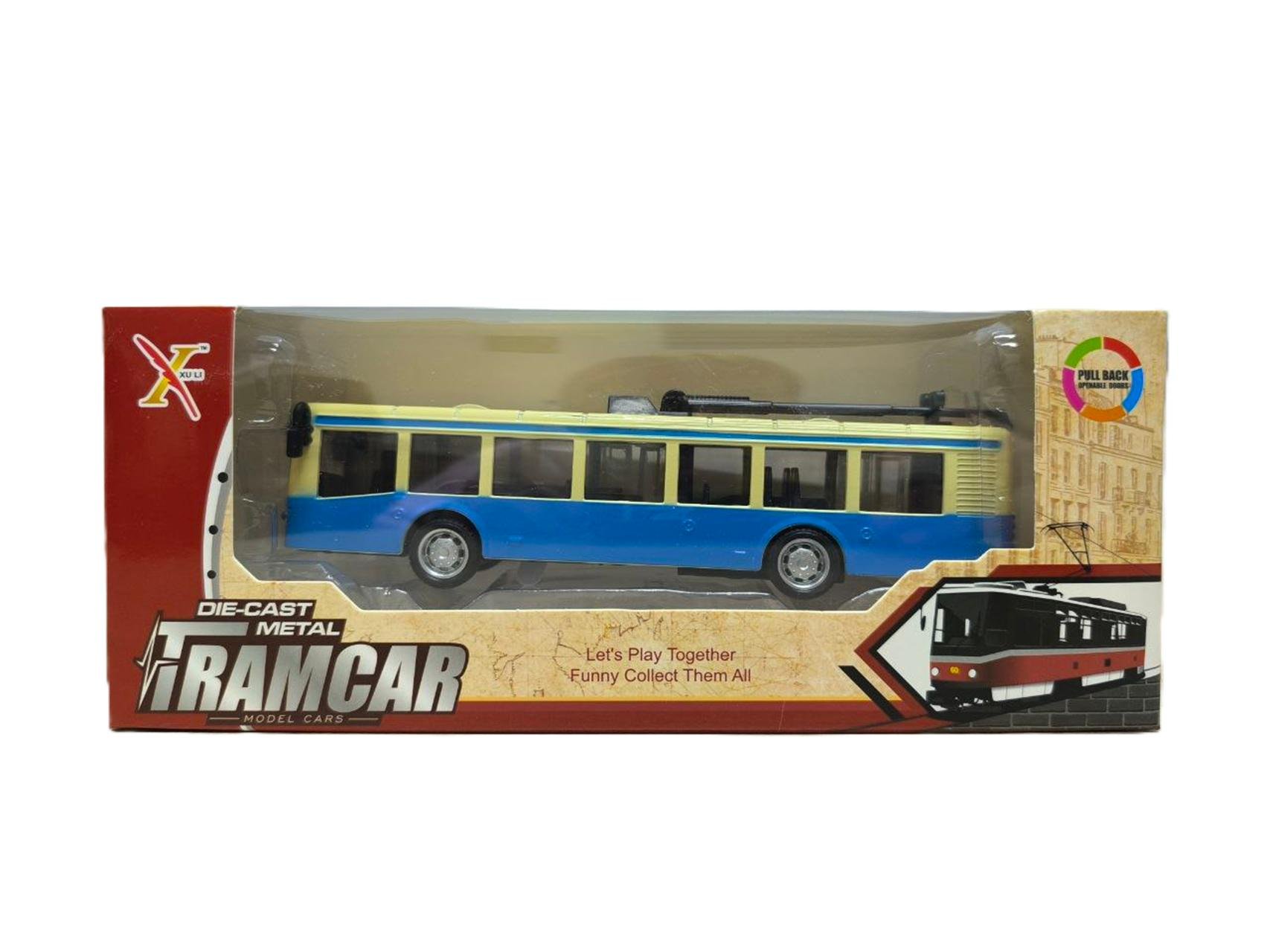 Модель троллейбуса металлическая 18 см Синий (80189-3) Модель троллейбуса металлическая 18 см Синий (80189-3)