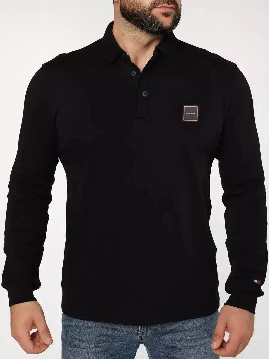 Поло чоловіче з довгим рукавом Interlock Tommy Hilfiger TH-23003BL 4XL