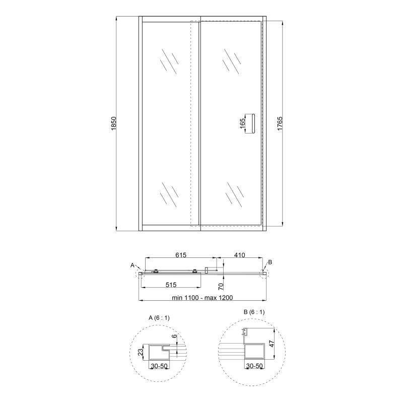 Душевые двери в нишу Qtap Taurus CRM201-11.C6 раздвижные 110-120x185 см - фото 2