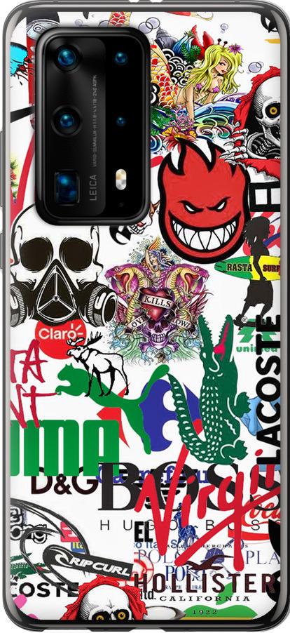 Чехол на Huawei P40 Pro Plus Many different logos (4022u-1917-42517)