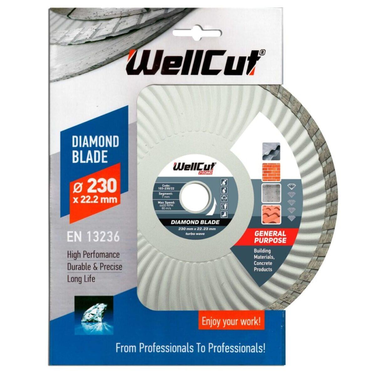 Алмазний диск турбохвиля WellCut Standard 230 мм 7х22,23 мм 25 шт. (018256)
