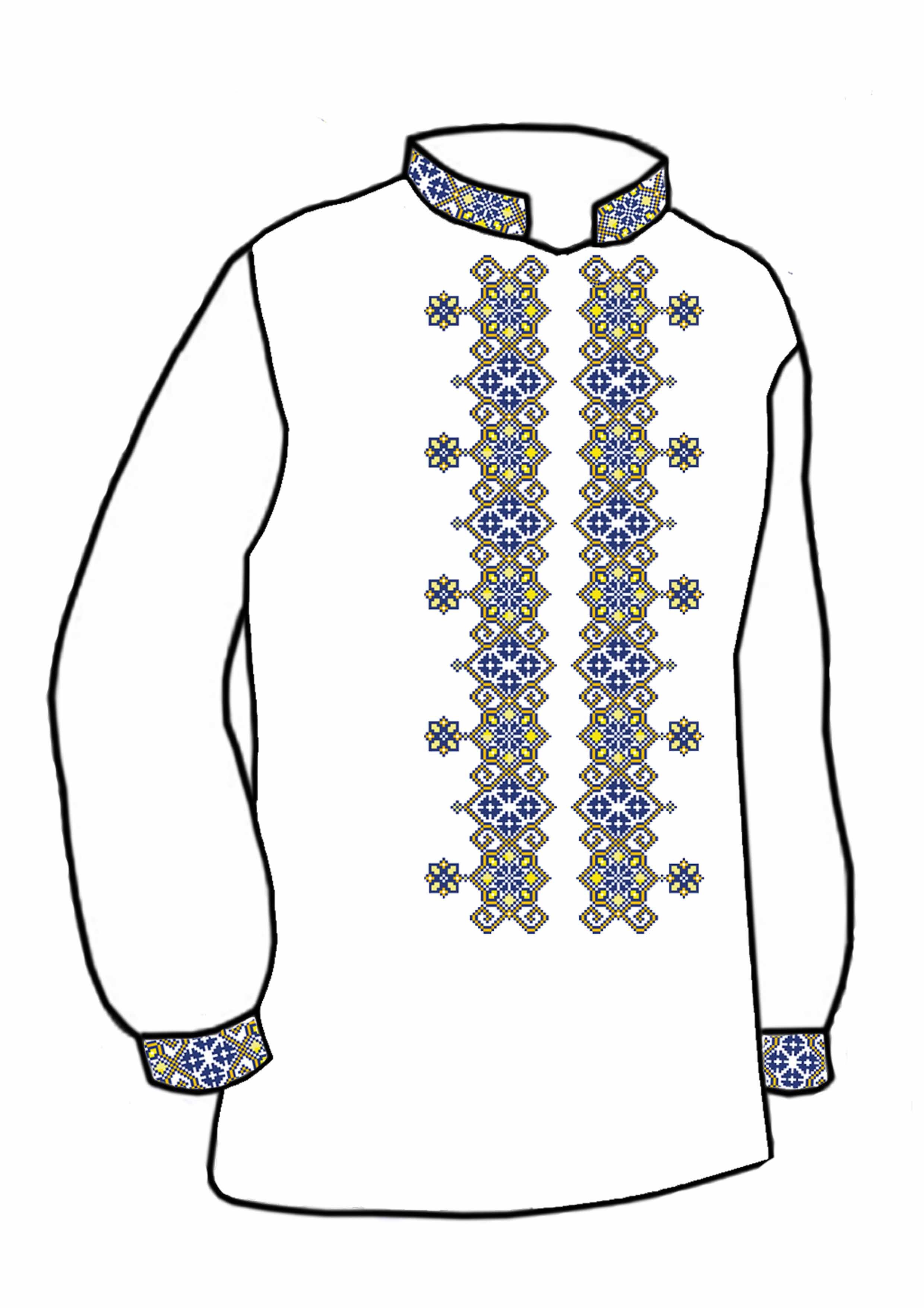 Заготовка для вышивки нитями или бисером/рубашка мужская не пошитая СЧД-218 домотканное полотно