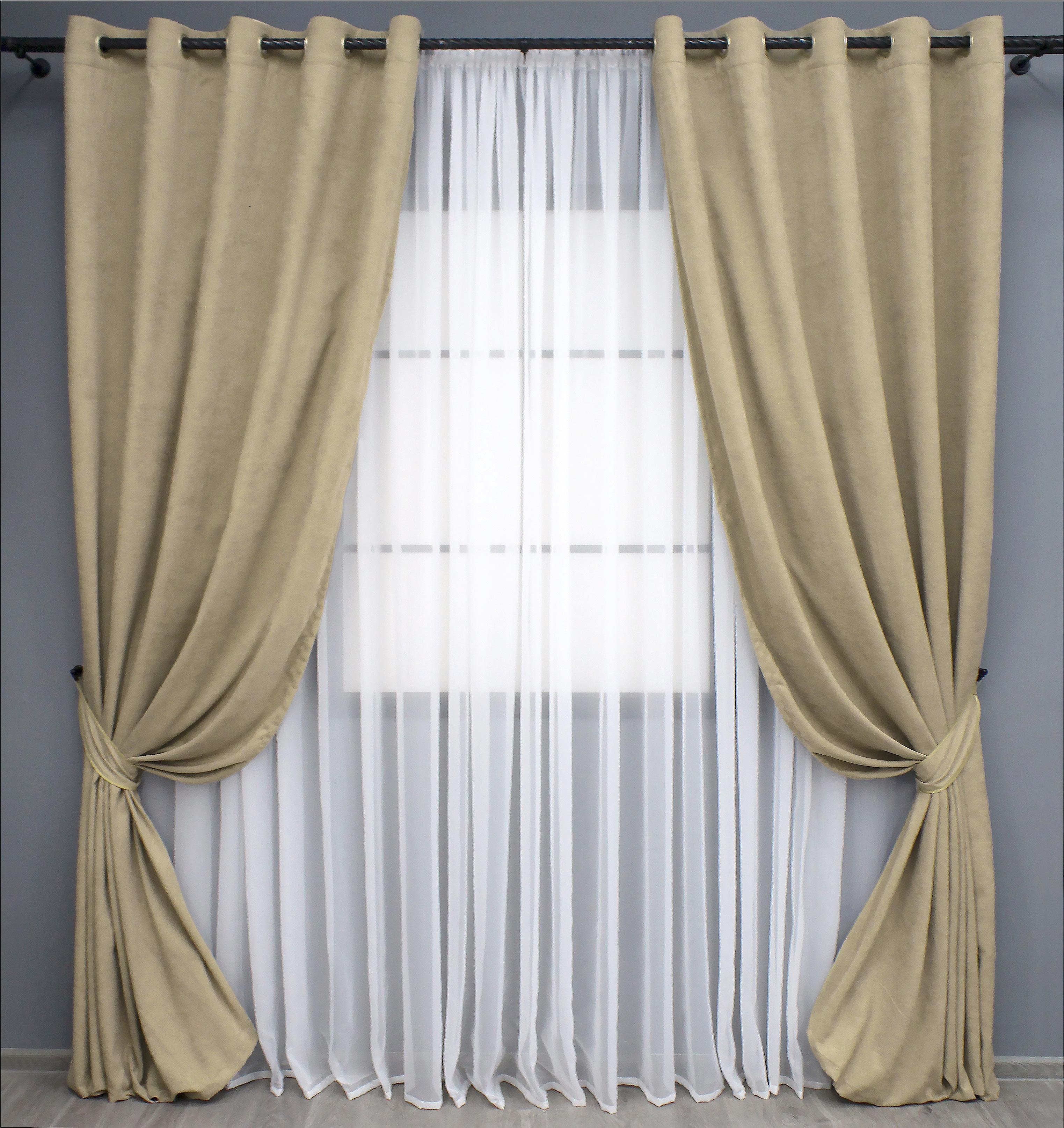 Комплект штор на люверсах VR-Textil Микровелюр Petek YL №1801ш 150х270 см 2 шт. Кремовый (37-0267) Комплект штор на люверсах VR-Textil Микровелюр Petek YL №1801ш 150х270 см 2 шт. Кремовый (37-0267)