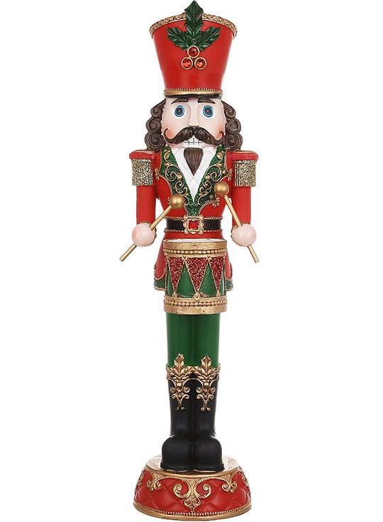 Фигура декоративная Щелкунчик с барабаном 35см, красный с зеленым
