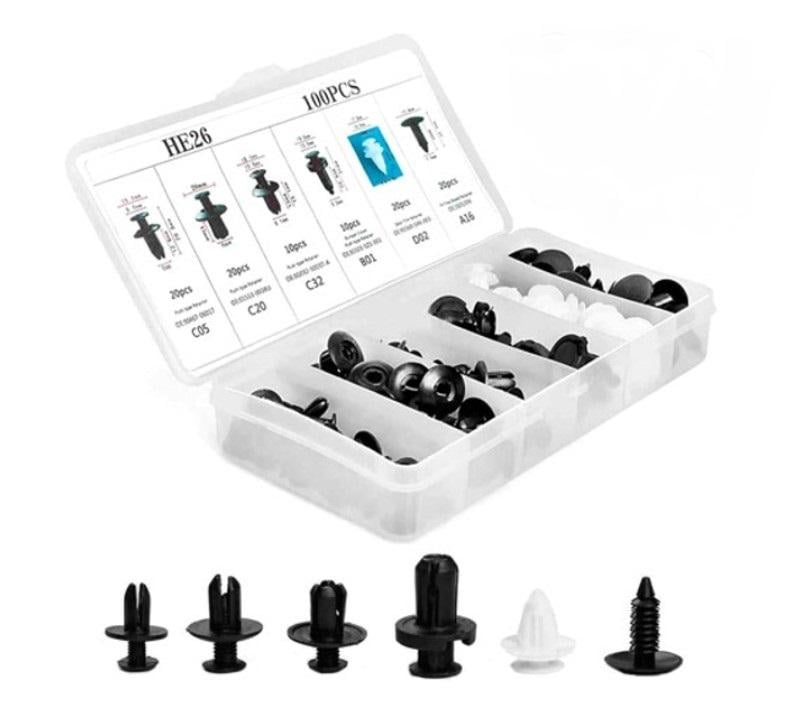 Набор клипс автомобильных универсальных 100 пр. (374865)