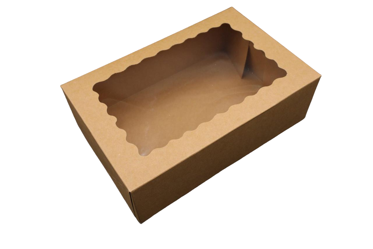 Коробка подарочная с откидной крышкой сборная с фигурным окошком 22,5х14,5х7 см Крафт (OA-45) - фото 1 Коробка подарочная с откидной крышкой сборная с фигурным окошком 22,5х14,5х7 см Крафт (OA-45) - фото 1