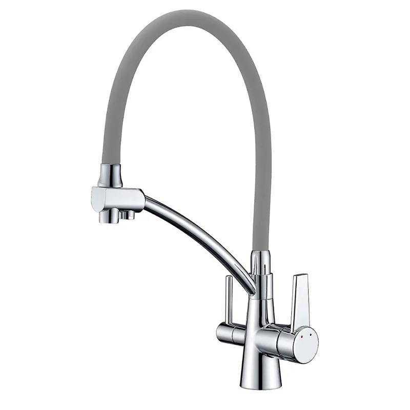 Смеситель для кухни KOER KB-72003-01 с силиконовым изливом и выходом для питьевой воды (KR3375)
