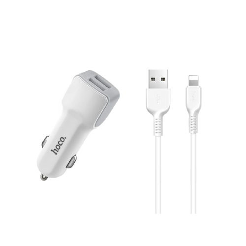 Адаптер автомобильный Hoco Lightning cable Z23 2USB 2,4 A White (544559) Адаптер автомобильный Hoco Lightning cable Z23 2USB 2,4 A White (544559)