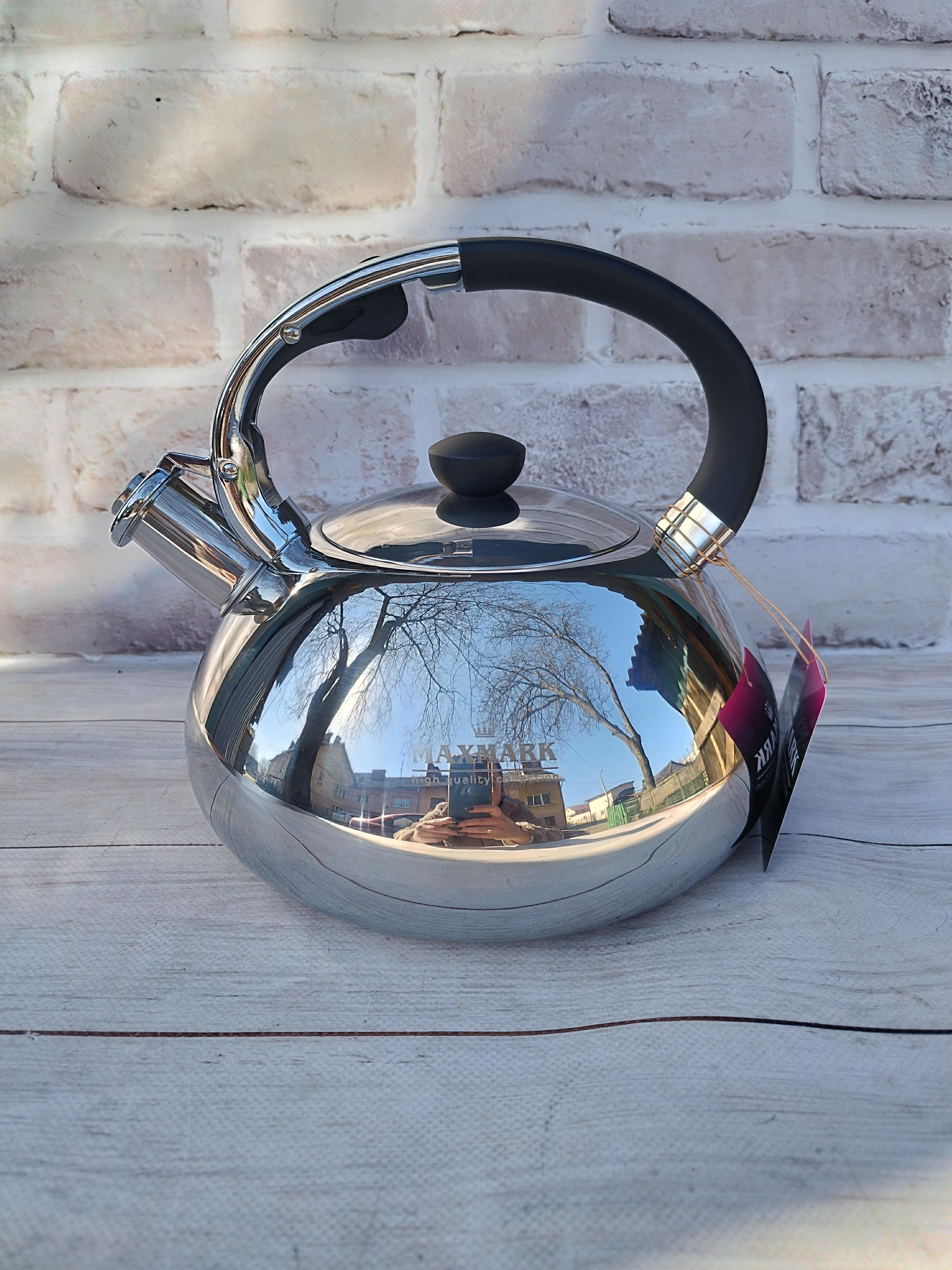 Чайник со свистком MAXMARK MK-1308B из нержавеющей стали 3 л Стальной