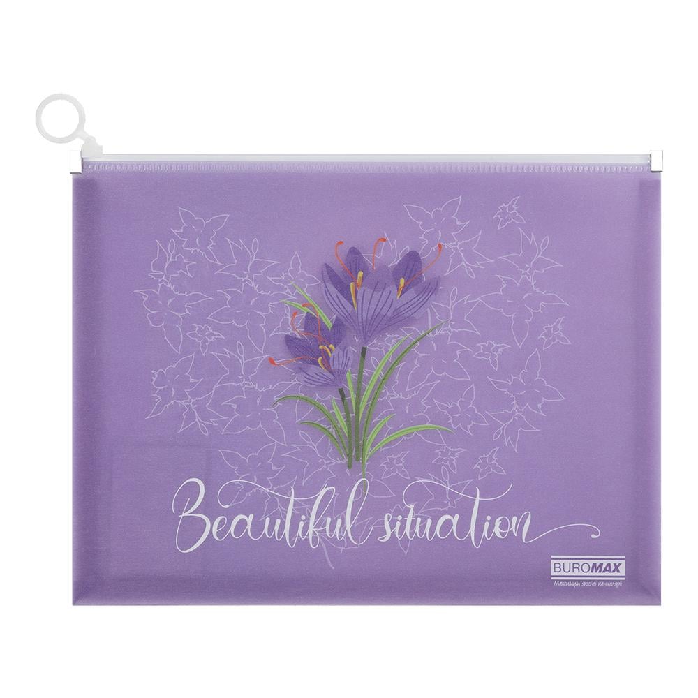 Папка-конверт Buromax Crocus Arabeski на zip-молнии A4 полипропилен Фиолетовый (BM.3975-07)