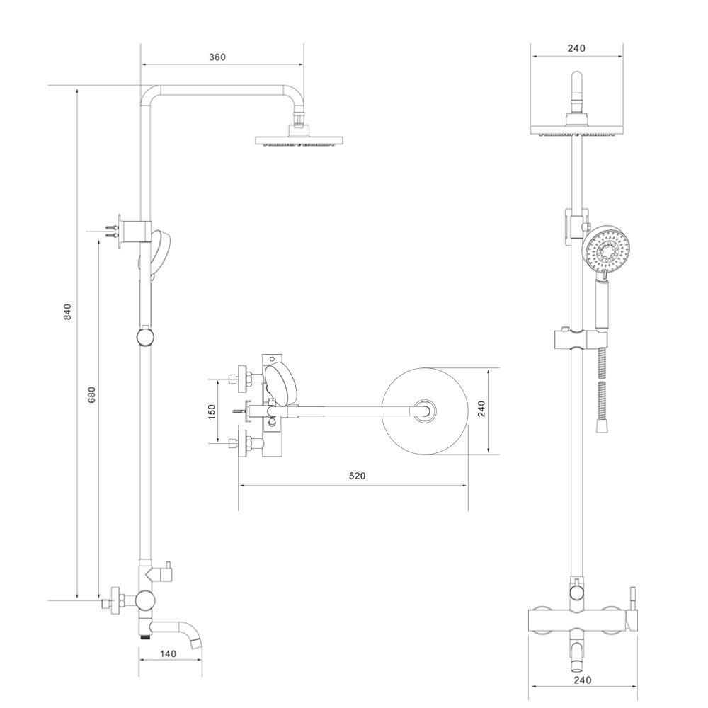 Душевая система Lidz Aria для ванни 06L-BES Black (LD035AR43373) - фото 9 Душевая система Lidz Aria для ванни 06L-BES Black (LD035AR43373) - фото 9