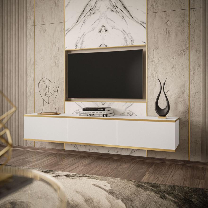 Тумба под телевизор ROYAL навесная Белый/Золотой (ART2121) Тумба под телевизор ROYAL навесная Белый/Золотой (ART2121)
