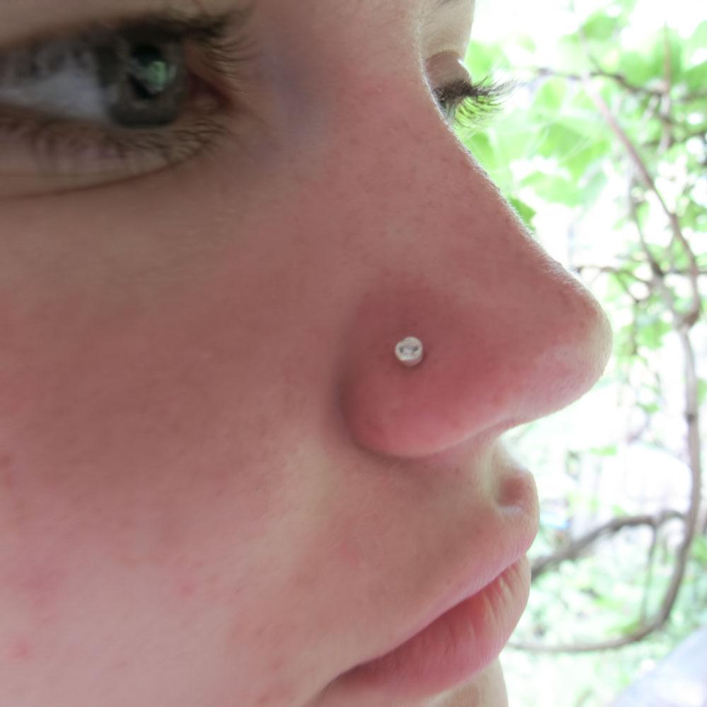 Серебряный нострил пирсинг в нос Круглый камушек (1372767089) - фото 6