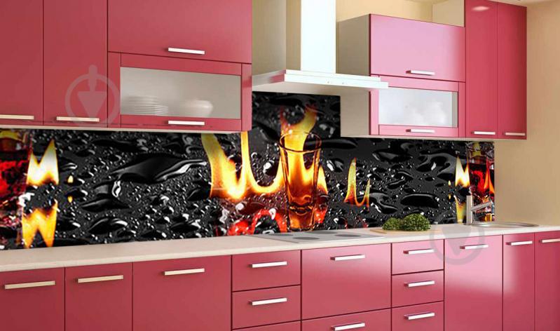 Скинали на кухню Zatarga  "Горящий Виски"  600х2500 мм виниловая 3Д наклейка кухонный фартук самоклеящаяся Z181702