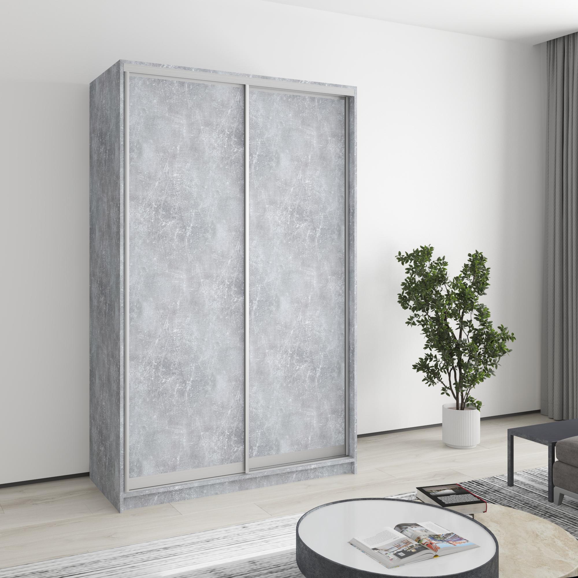 Шкаф-купе двухдверный MebelStar Стандарт AL 2 ДСП 130x45x210 см Бетон (MBS-2282)