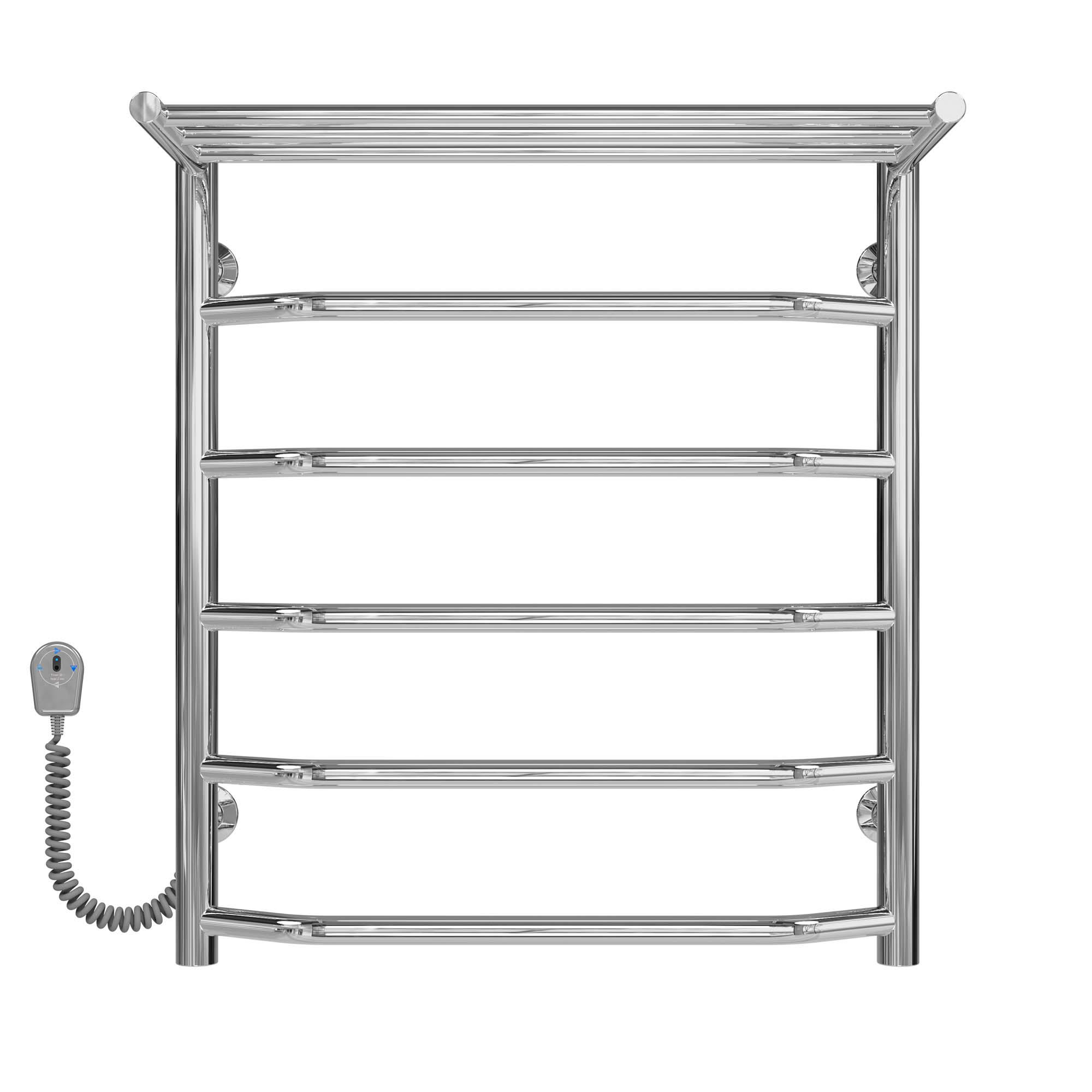 Полотенцесушитель электрический с полкой Deffi Трапеция П6 EF16 левое подключение нержавеющая сталь 500х600 мм Хром (C.TP.60.50.6.E.C.L.5)