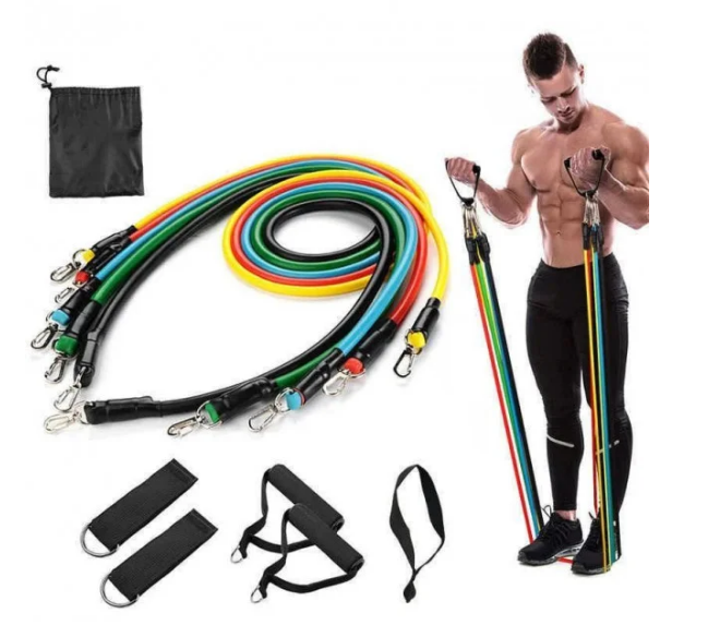 Набор Power Bands трубчатых фитнесс эспандеров для тренировок дома 5 жгутов 5-13 кг - фото 3