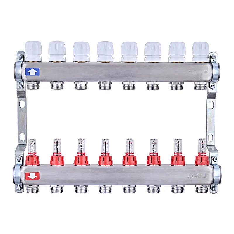 Коллекторный блок с расходомерами Nolf NF.2100-08S 1" 8 выходов нержавеющая сталь (NF3022)