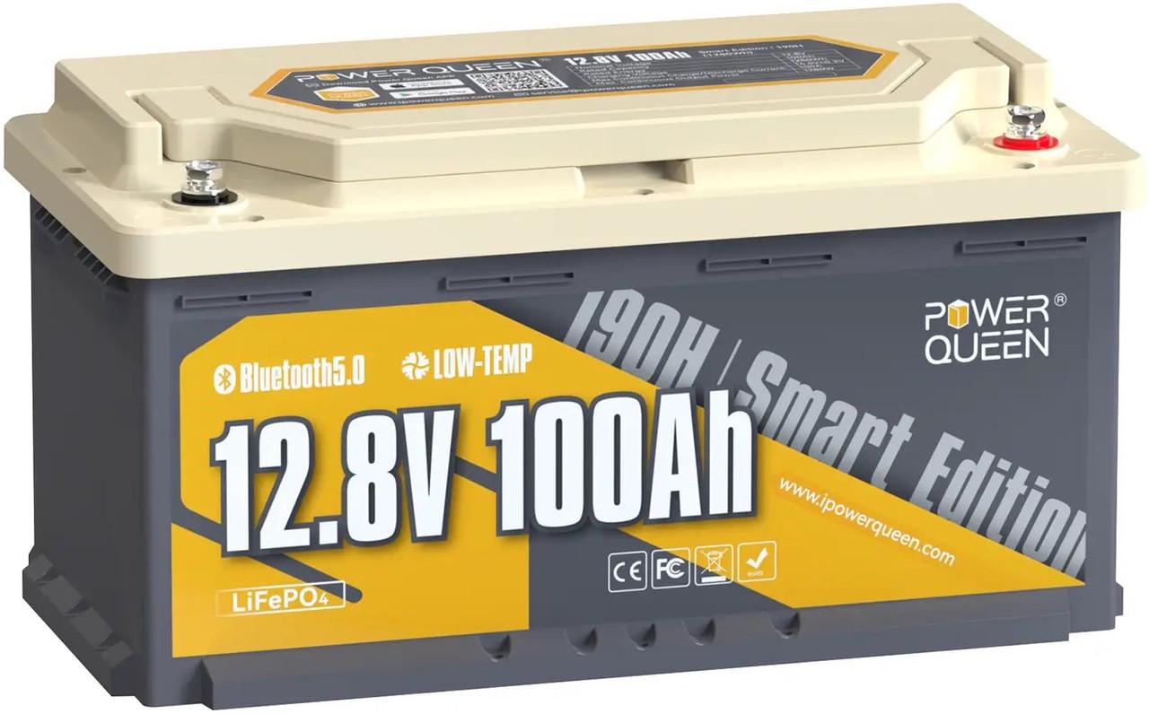Акумулятор PowerQueen LifePo4 100Ач 12,8V Smart Bluetooth BMS (2283966275) Акумулятор PowerQueen LifePo4 100Ач 12,8V Smart Bluetooth BMS (2283966275)