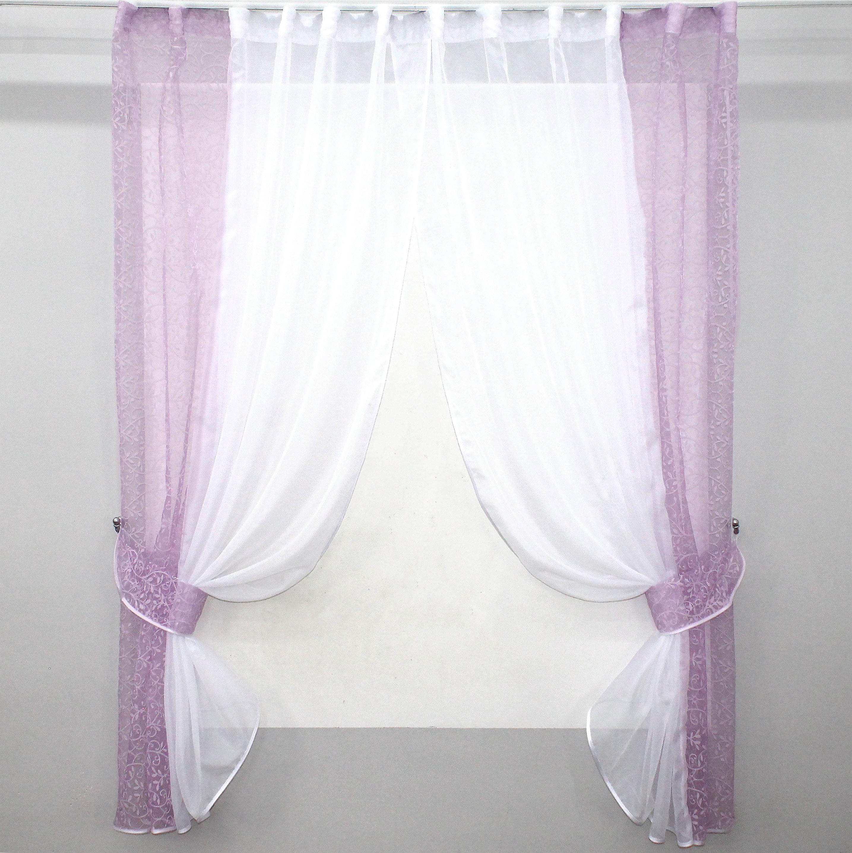 Штори кухонні VR-Textil № 083к з підв'язками 260х170 см Бузковий/Білий (52-0424)