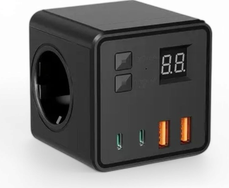 Удлинитель-разветвитель 7в1 3x 250 В 10 А 4xUSB с выключателем сетевой Черный (2531068695)