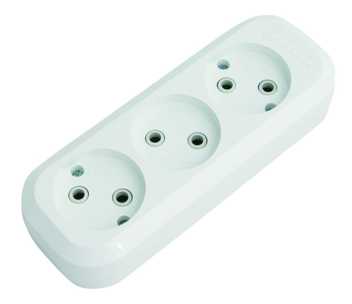 Колодка Makel без з/к 3 гнезда Белый (MGP121)