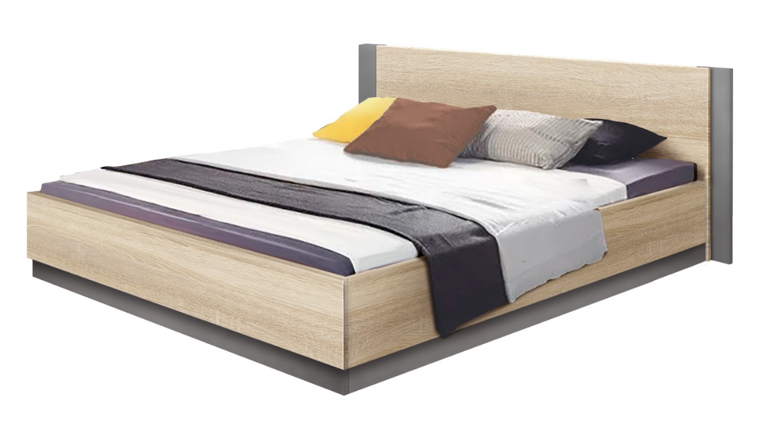Кровать двуспальная 160х200 см Modern Франческа из ЛДСП Дуб Сонома/Антрацит