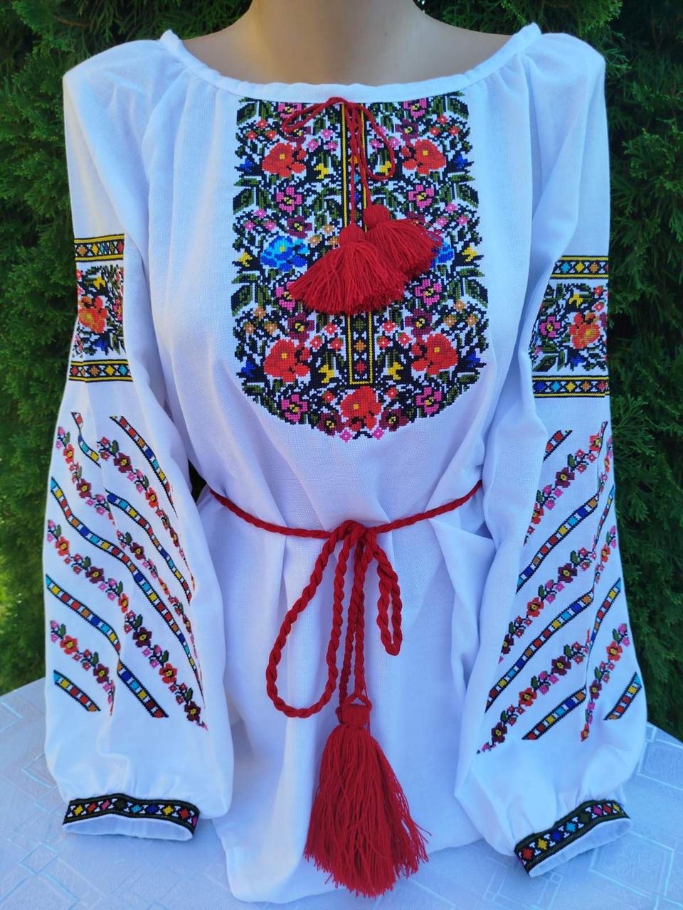 Вишиванка з Борщівським орнаментом на білому натуральному домотканому полотні р. 62 (2770276748)
