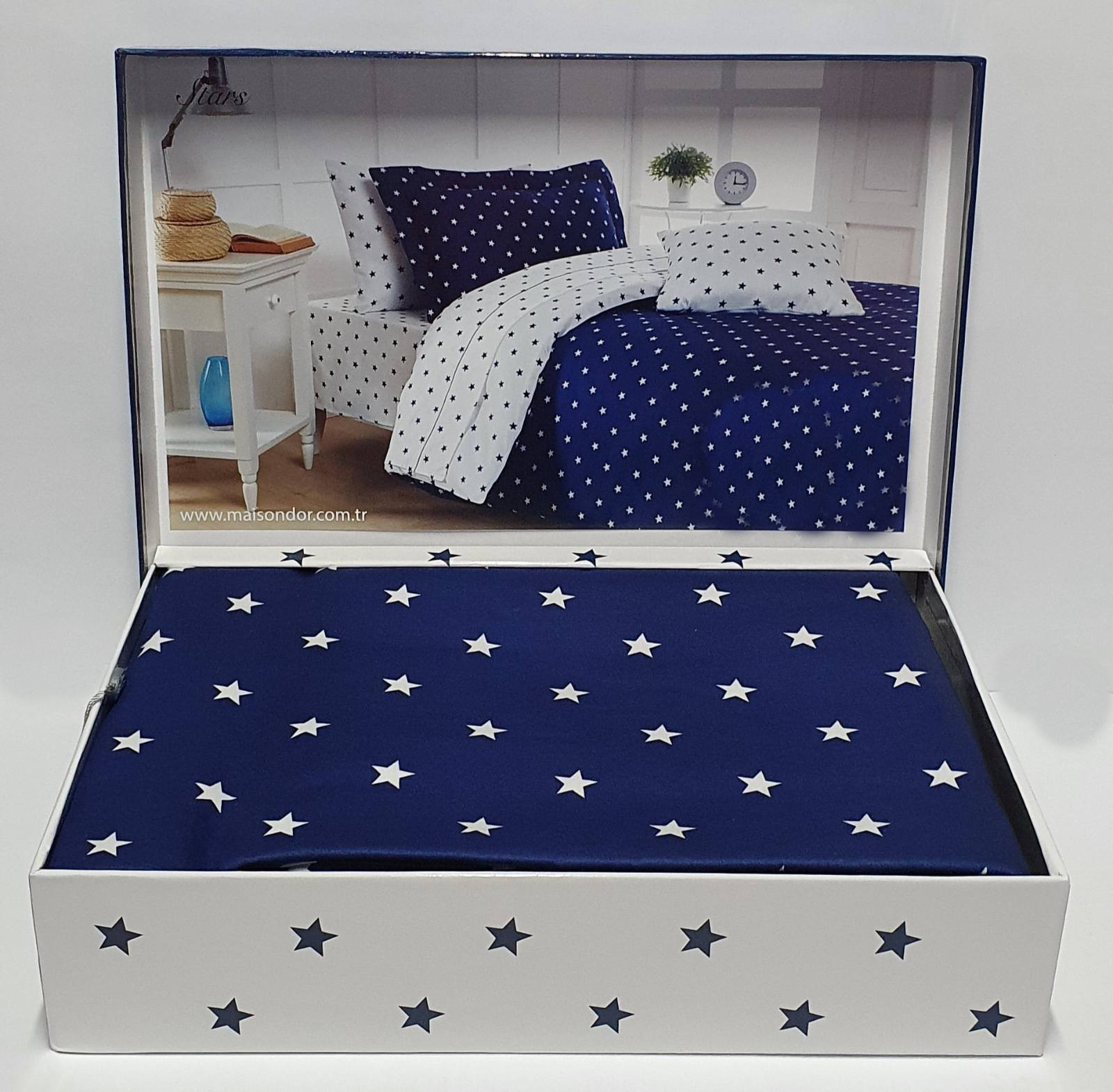 Комплект постельного белья Maison D'or Cатин 200х220 Stars Navy (CN9151)