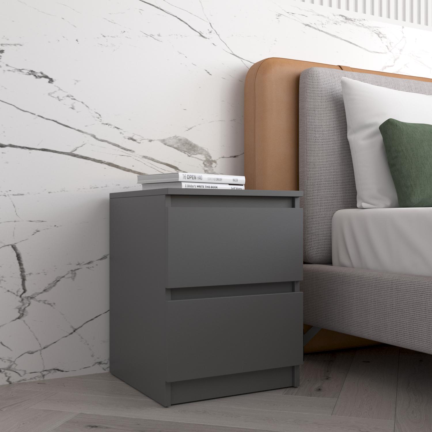 Тумба прикроватная без ручек два выдвижных ящика 400х400х530 мм R-5 Антрацит (T-225)