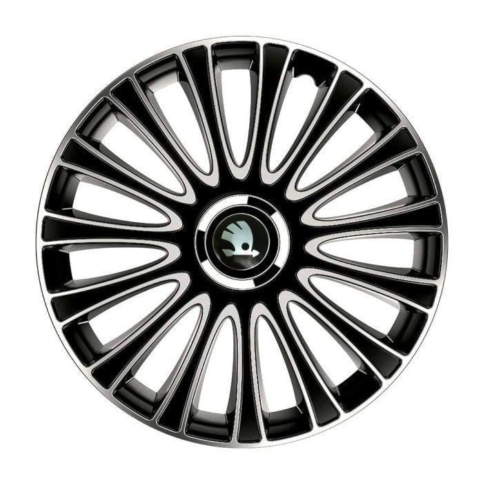 Колпаки для колес 4 Racing Le Mans Pro R13 с логотипом Skoda 4 шт. Silver/Black