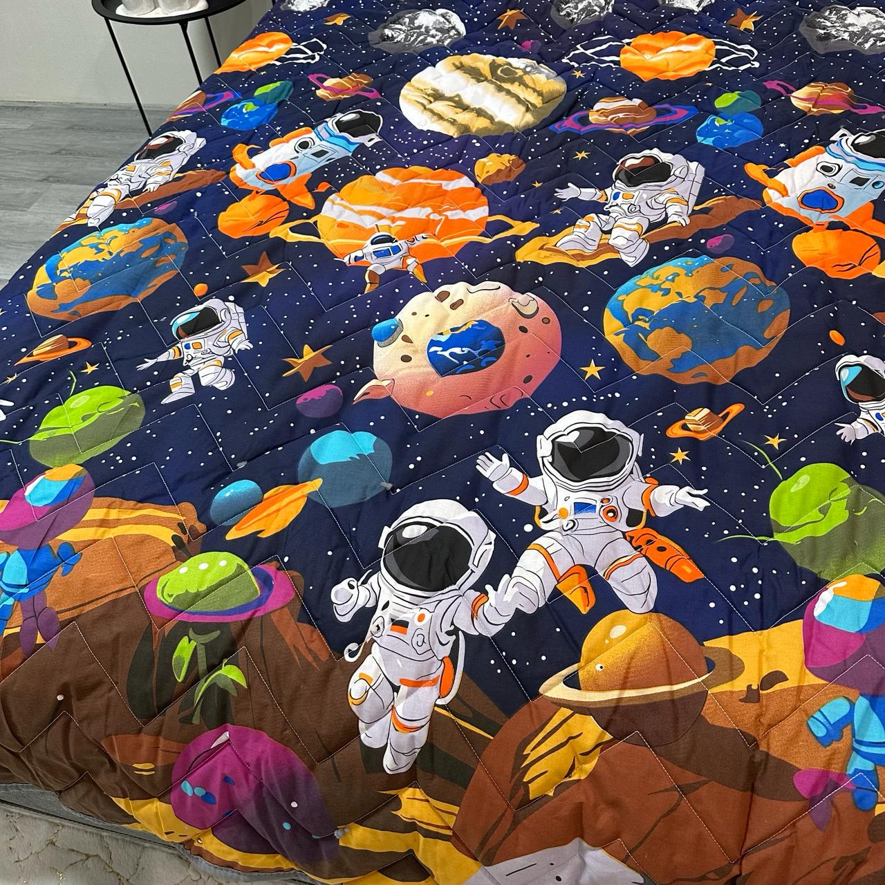 Покрывало-одеяло детское двустороннее Космос 150х210 см Синий (P-DL-4) - фото 3