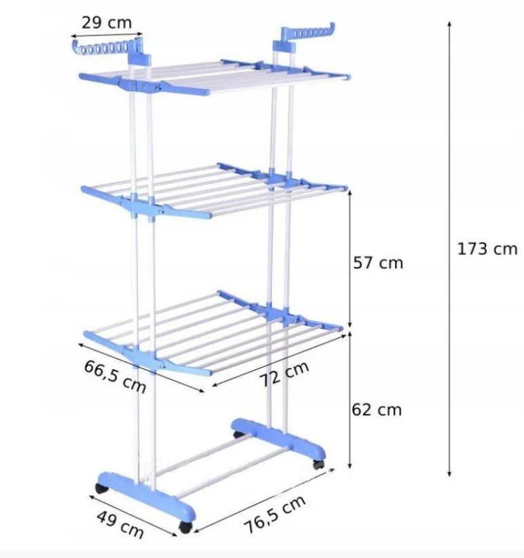 Сушилка для белья Garment rack with wheels складная многоярусная (1623) - фото 5