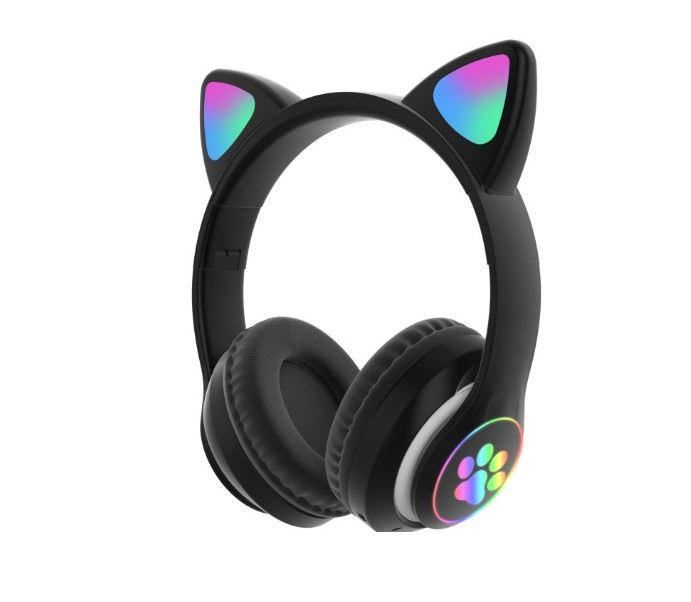 Безпроводные наушники Wireless Headset Cat STN-28 Кошачьи ушки с Led подсвекой Черный