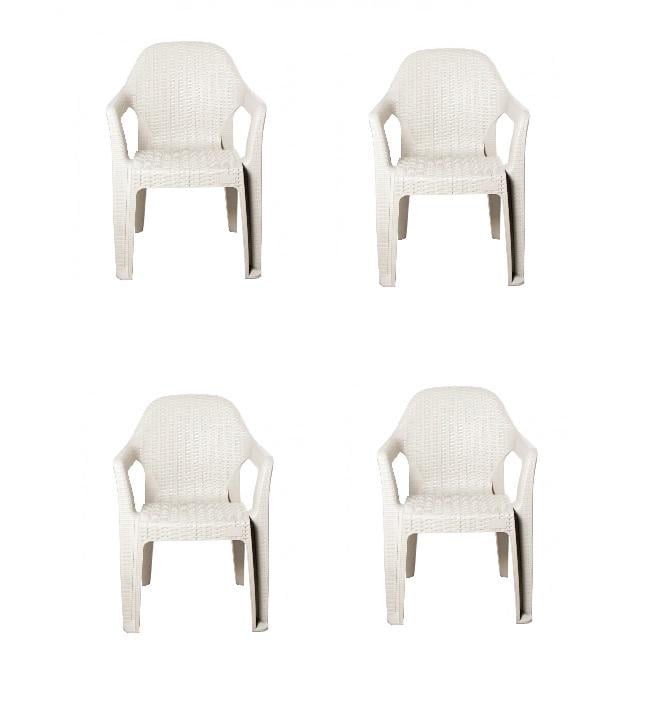 Стілець садовий Міла пластиковий ротанг 4 шт. Білий (26247187) Стілець садовий Міла пластиковий ротанг 4 шт. Білий (26247187)