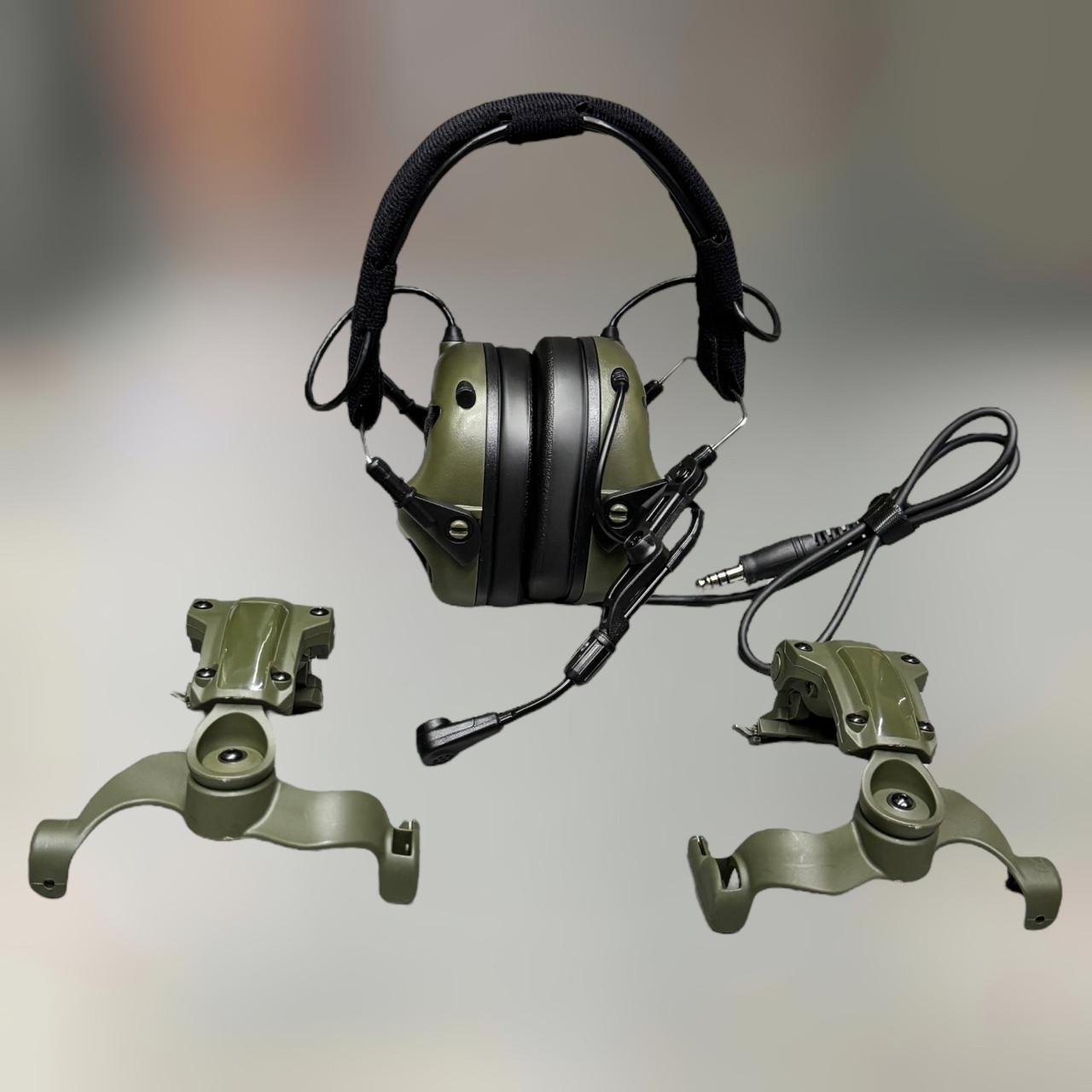 Наушники активные Earmor M32 Mod3 HD-ACC-08 c креплением на шлеме HD-ACC-08 со съемным микрофоном и гарнитурой Олива (244821-244442)