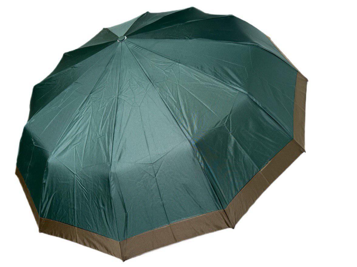 Парасолька автоматична жіноча Bellissimo 12 спиць 6 сегментів Зелений з коричневою облямівкою (654/3) - фото 1