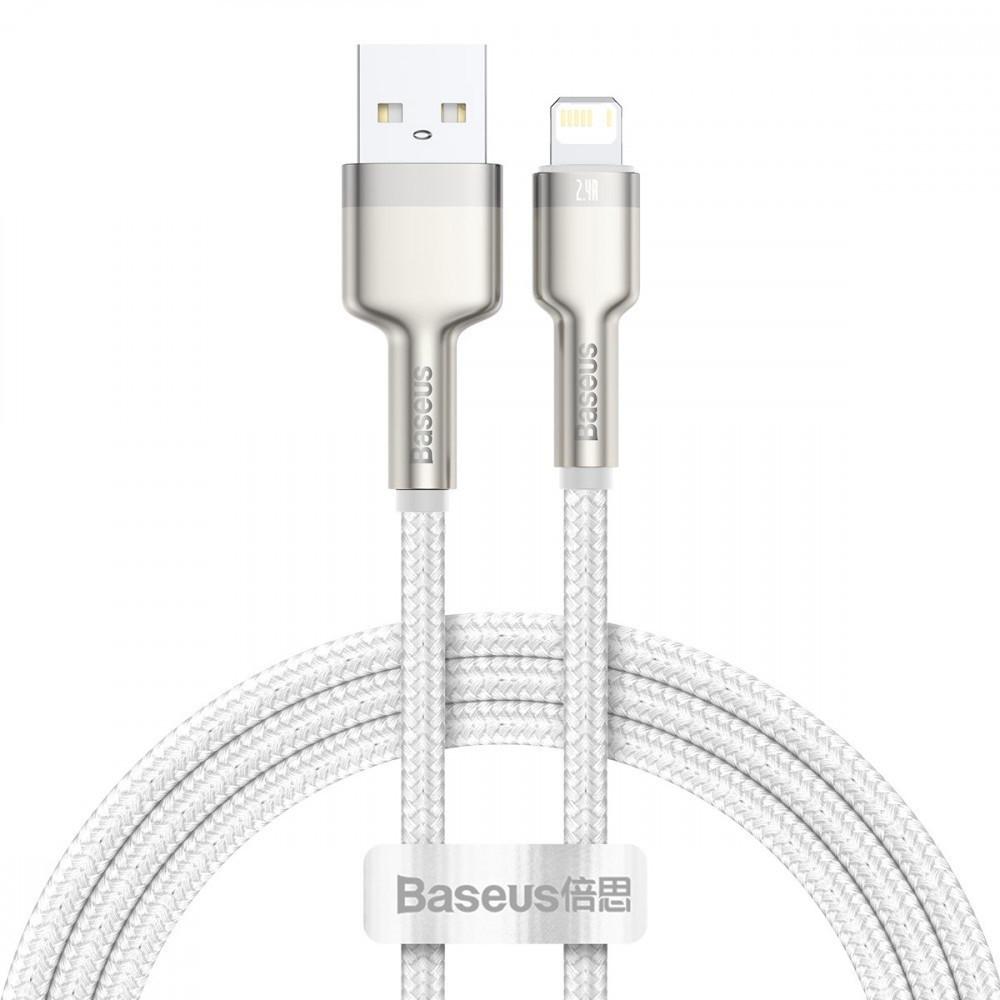 Кабель BASEUS USB на Lightning 2.4A Cafule Series Metal Data Cable 1 м White (CALJK-A02)