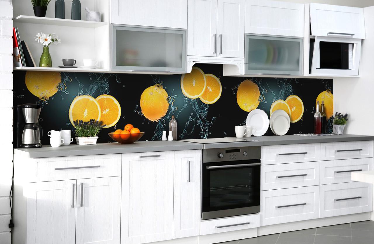Кухонный фартук Апельсины из самоклеющейся виниловой пленки 60х300 см Черный