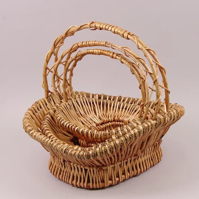 Комплект корзин из лозы Flora 3 шт. Бежевый (37504)