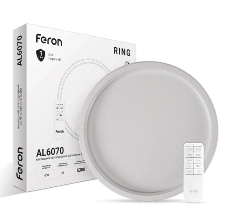 Люстра Feron AL6070 RING LED с пультом управления 90W Белый (40216)