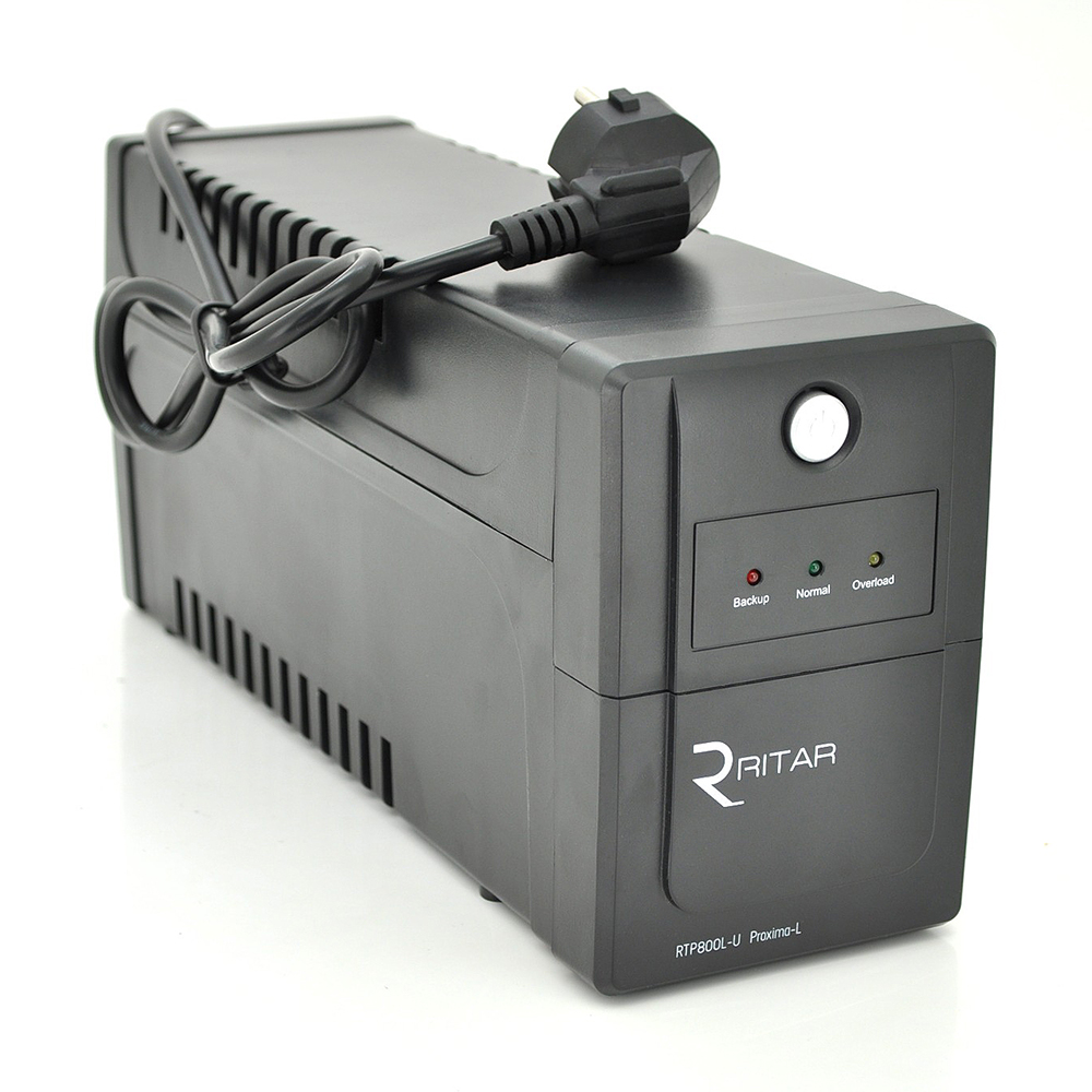 Источник бесперебойного питания Ritar 800VA автономный для компьютеров AVR USB 2xSchuko 12В 9А пластик 340х140х205 мм (YUT_V1792)