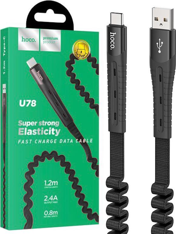 Кабель інтерфейсний Hoco U78 USB-Type-C 1,2 м Black (27506) Кабель інтерфейсний Hoco U78 USB-Type-C 1,2 м Black (27506)