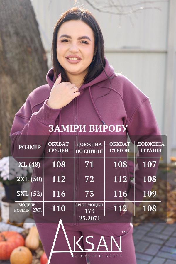 Спортивный костюм женский AKSAN зимний байковый двойка XL Фиолетовый (25.2071_violet_48(XL)) - фото 4 Спортивный костюм женский AKSAN зимний байковый двойка XL Фиолетовый (25.2071_violet_48(XL)) - фото 4