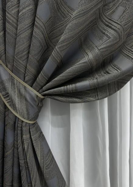 Тканина для штор жакард Mystery Капучино/Сірий (1625ш) - фото 2 Тканина для штор жакард Mystery Капучино/Сірий (1625ш) - фото 2