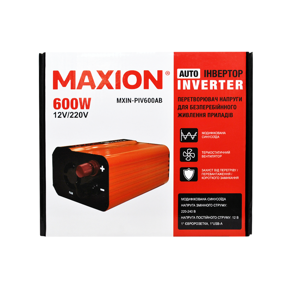 Инвертор Maxion MXIN-PIV-600A/B модифицированная синусоида 600 Вт (12426835) - фото 5