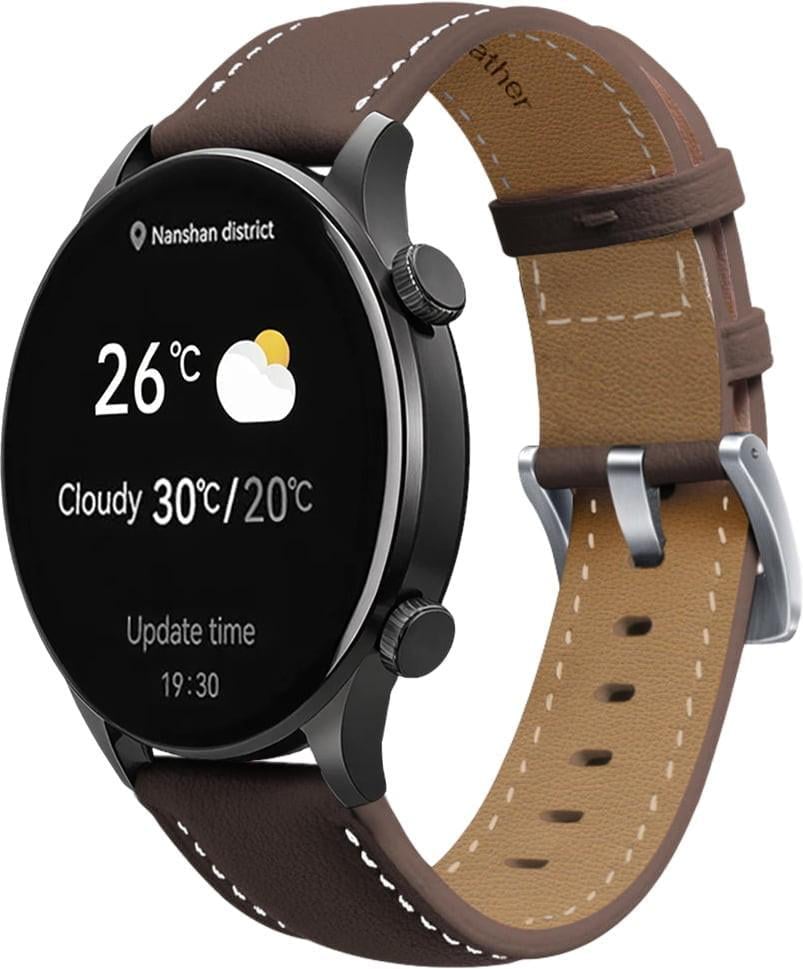Ремешок кожаный Folsa для Haylou Solar Plus RT3 LS16 Dark Brown (40702-05)
