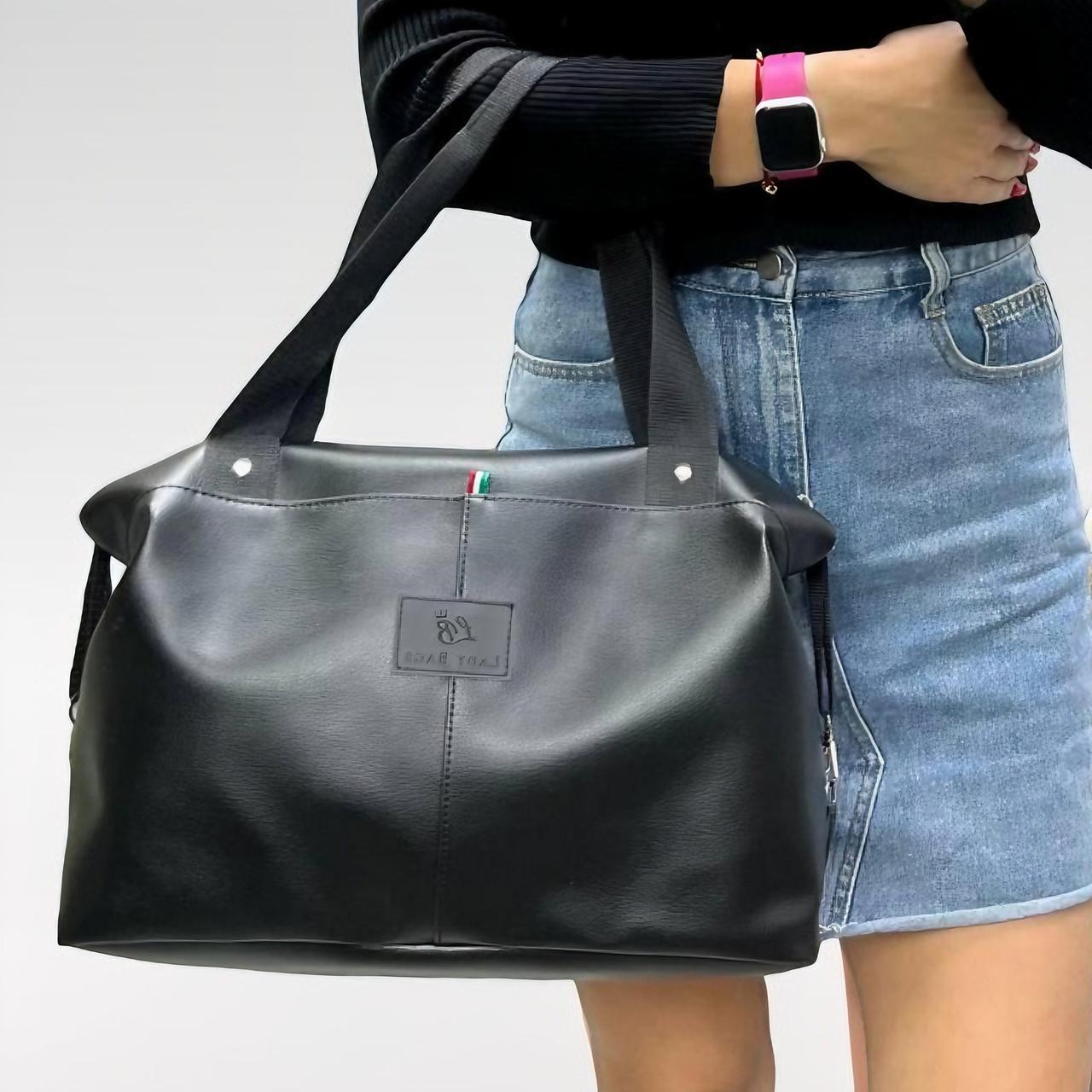 Сумка женская на плечо спортивная из экокожи дорожная большая Черный - фото 11 Сумка женская на плечо спортивная из экокожи дорожная большая Черный - фото 11