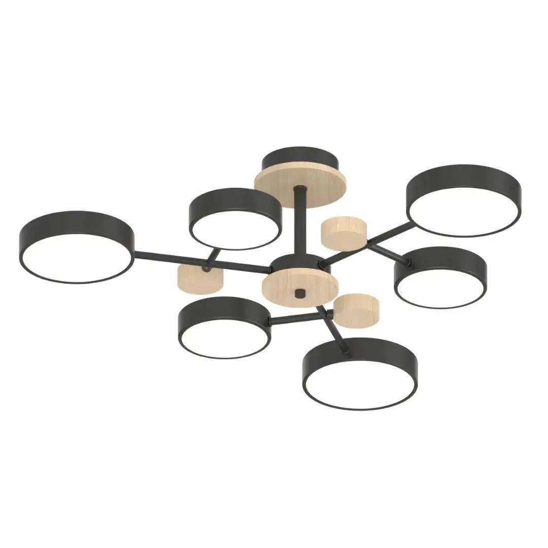 LED-люстра стельова Valeso V-XI3328-6 BK+Wood 90W (28689523)